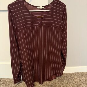 Maurices Burgundy Striped Blouse